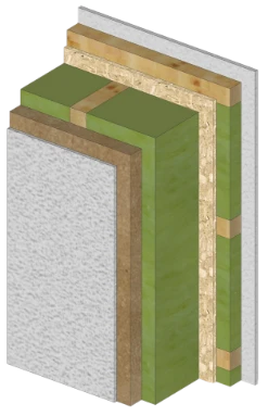 Beispiel 1: Außenwand - mit Wärmedämmverbundsystem Holzfaser (Grafik)